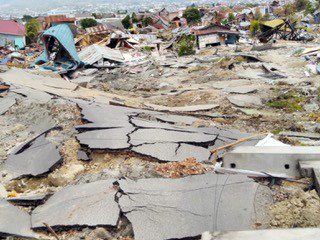 2018 tsunami damage in Sulawesi, Indonesia