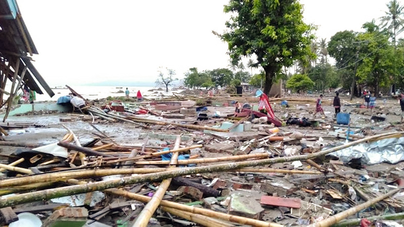 Indonesia tsunami damage December 2018
