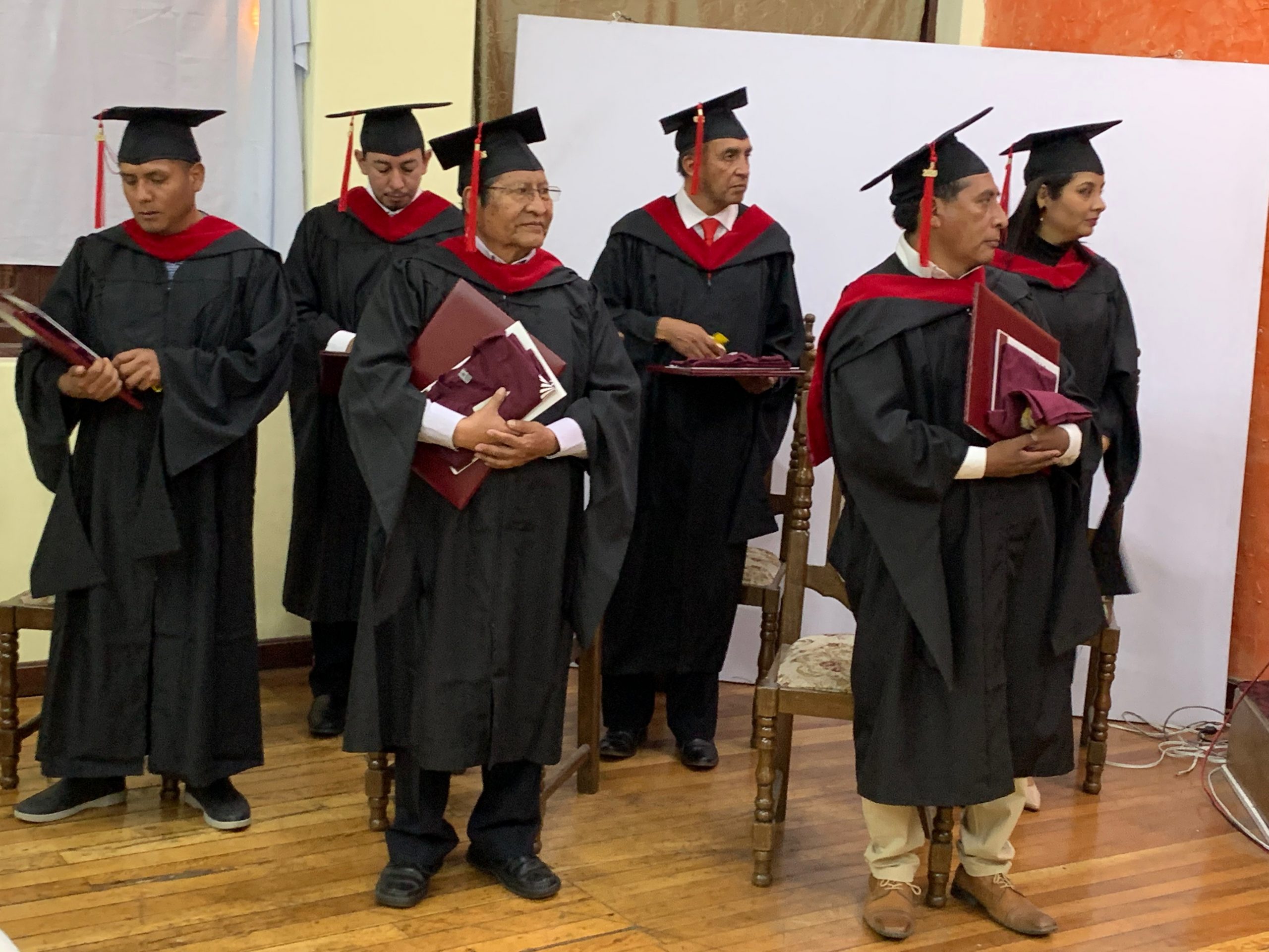 Students in Bolivia after receiving their diplomas and gifts.