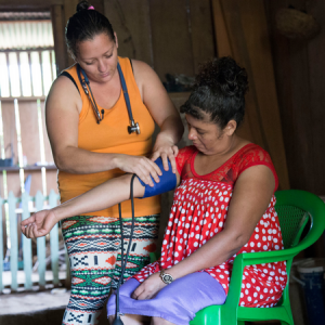 A woman receives medical care in Nicaragua