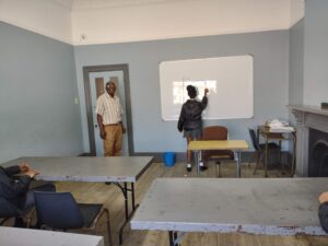 9th grade classroom with with painting completed